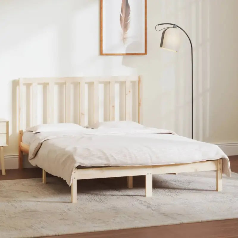 Houten bedframe van massief grenenhout met levering bevat - Naturel / 135 x 190 cm - Bedden & bedframes