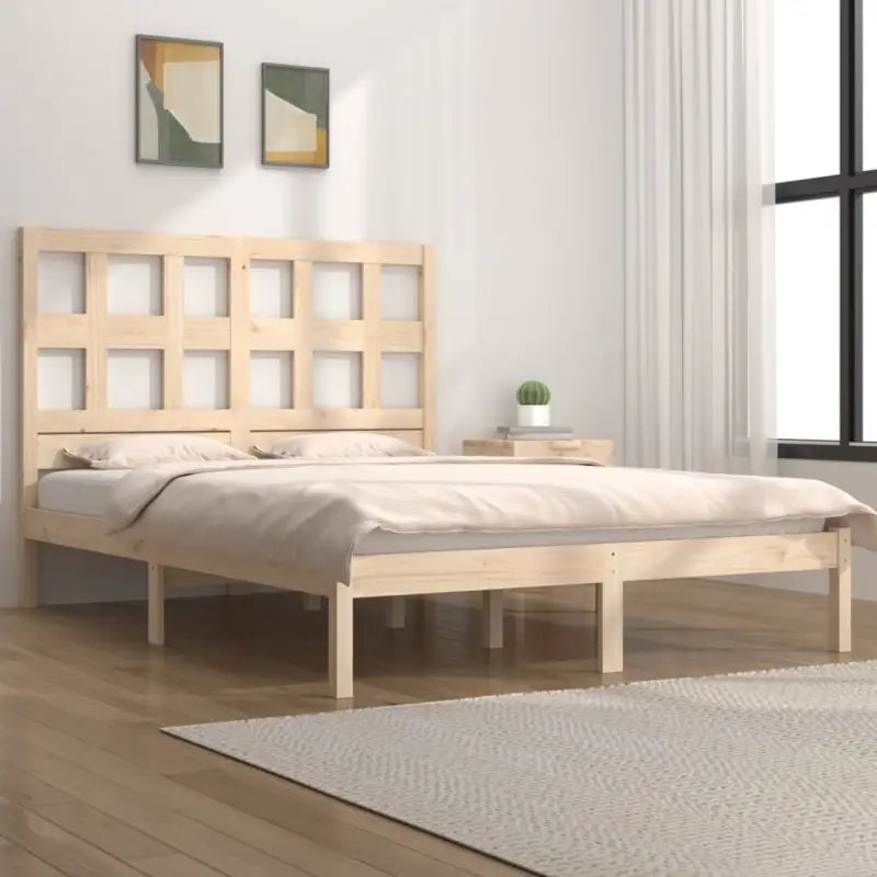 Houten bedframe van massief grenenhout met levering bevat - Naturel / 135 x 190 cm - Bedden & bedframes