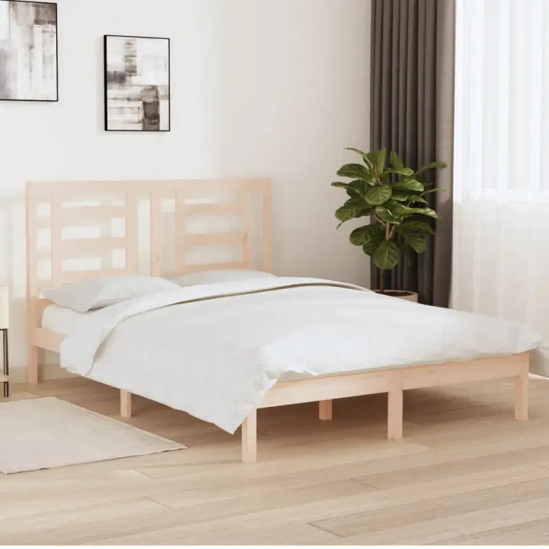 Houten bedframe van massief grenenhout met levering bevat - Naturel / 150 x 200 cm - Bedden & bedframes