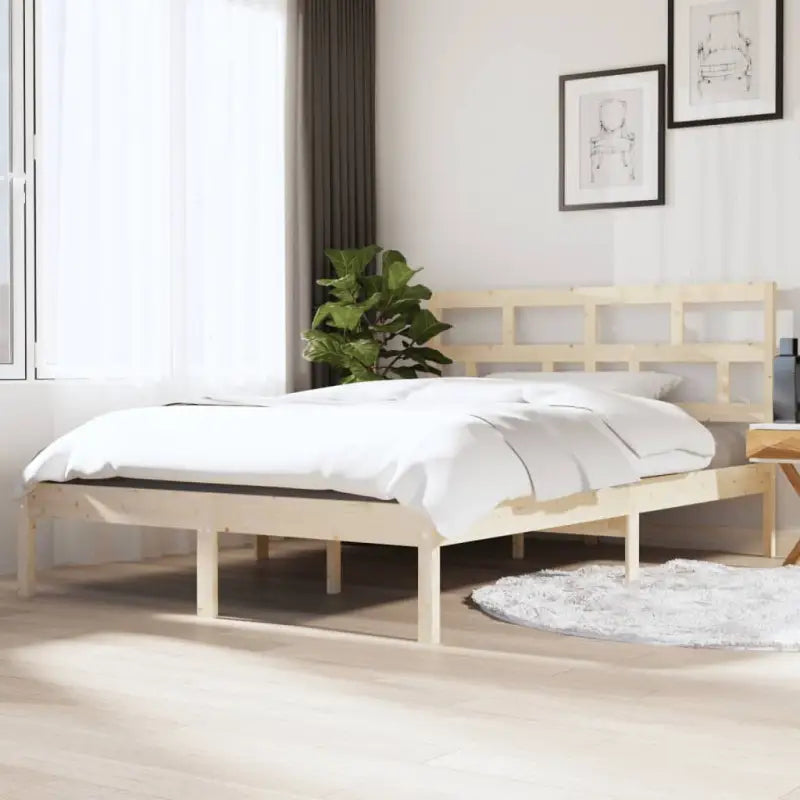 Houten Bedframe van Massief Grenenhout met Levering Bevat - Naturel / 140 x 190 cm - Bedden & bedframes