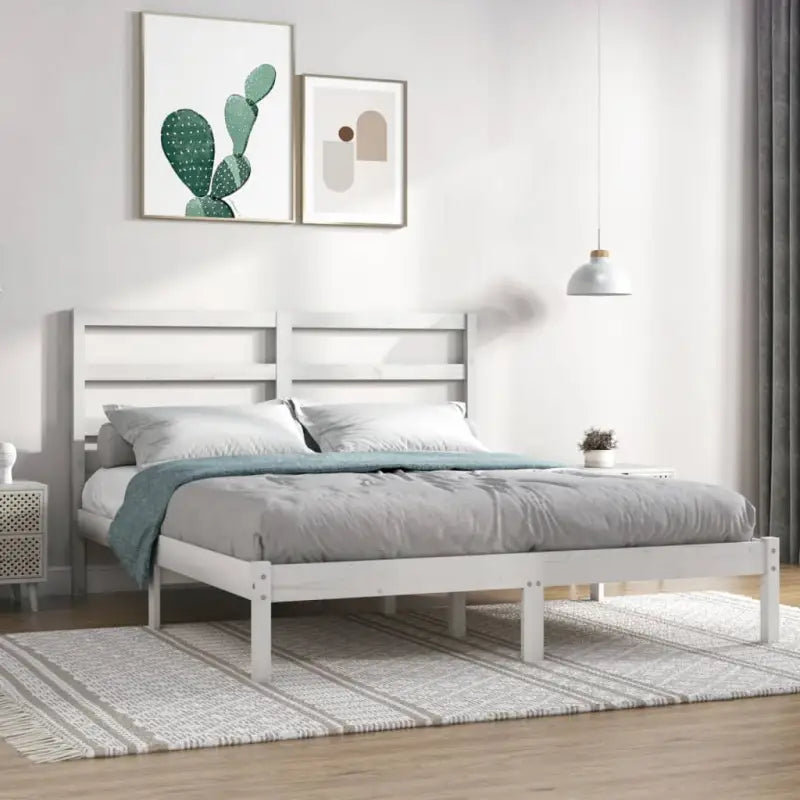Houten bedframe van massief grenenhout met levering bevat - Wit / 120 x 190 cm - Bedden & bedframes