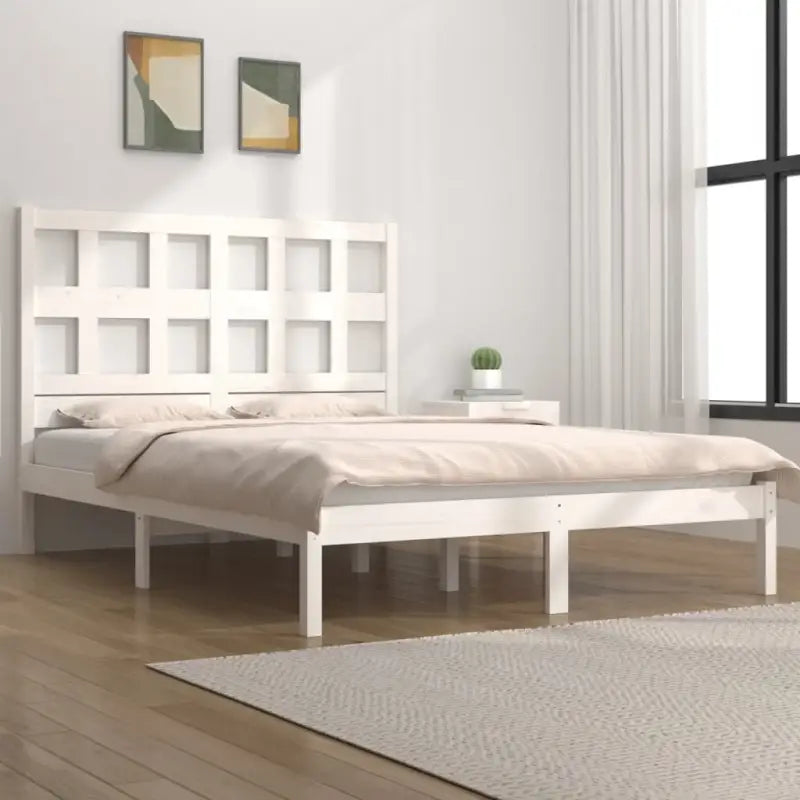 Houten bedframe van massief grenenhout met levering bevat - Wit / 140 x 200 cm - Bedden & bedframes