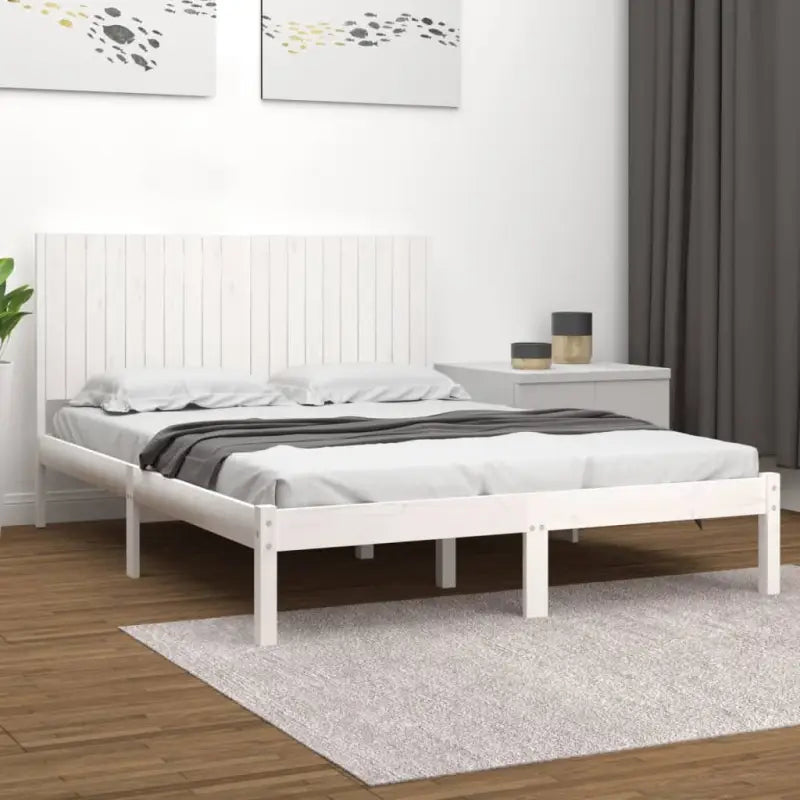 Houten bedframe van massief grenenhout met levering bevat - Wit / 200 x 200 cm - Bedden & bedframes