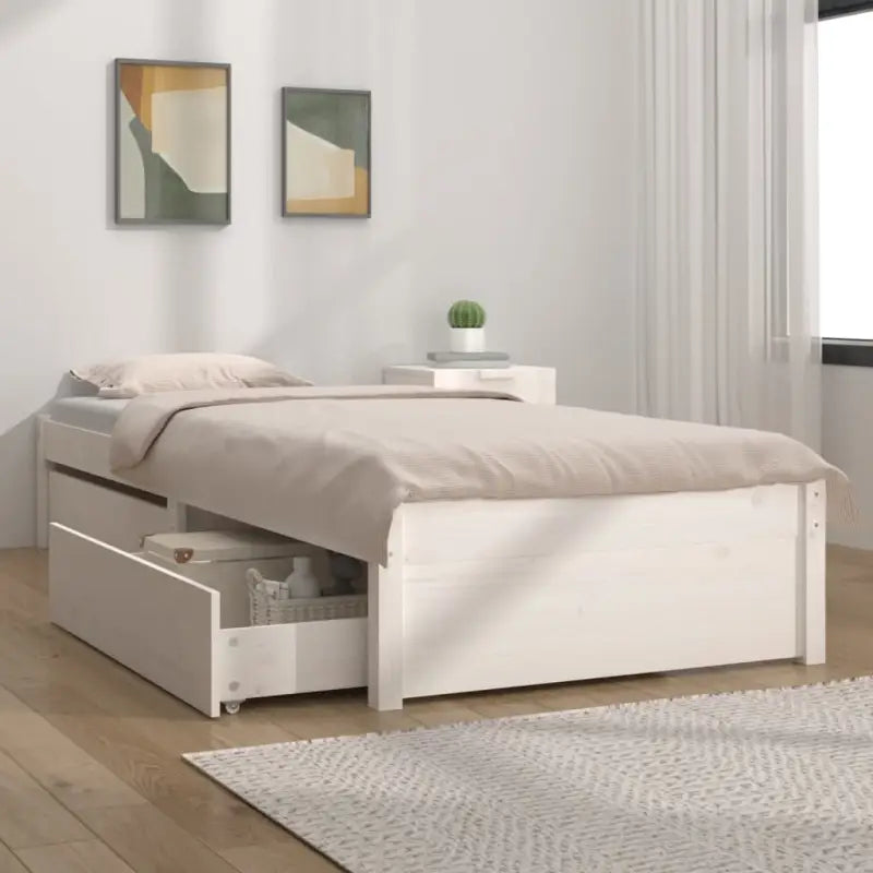 Houten bedframe van massief grenenhout met levering bevat - Wit / 90 x 200 cm - Bedden & bedframes