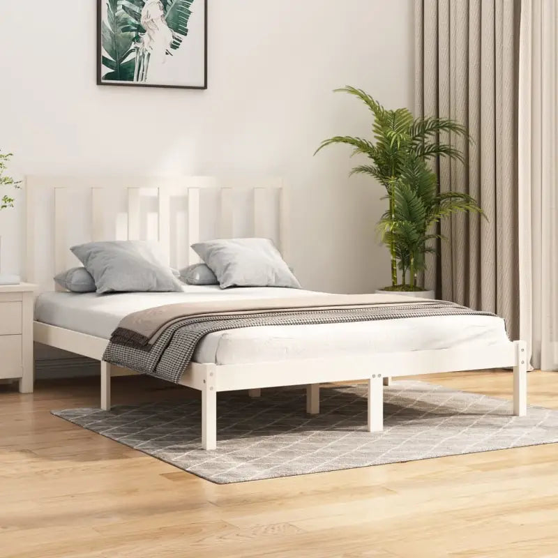 Houten bedframe van massief grenenhout met tijdloos design - Wit / 120 x 190 cm - Bedden & bedframes