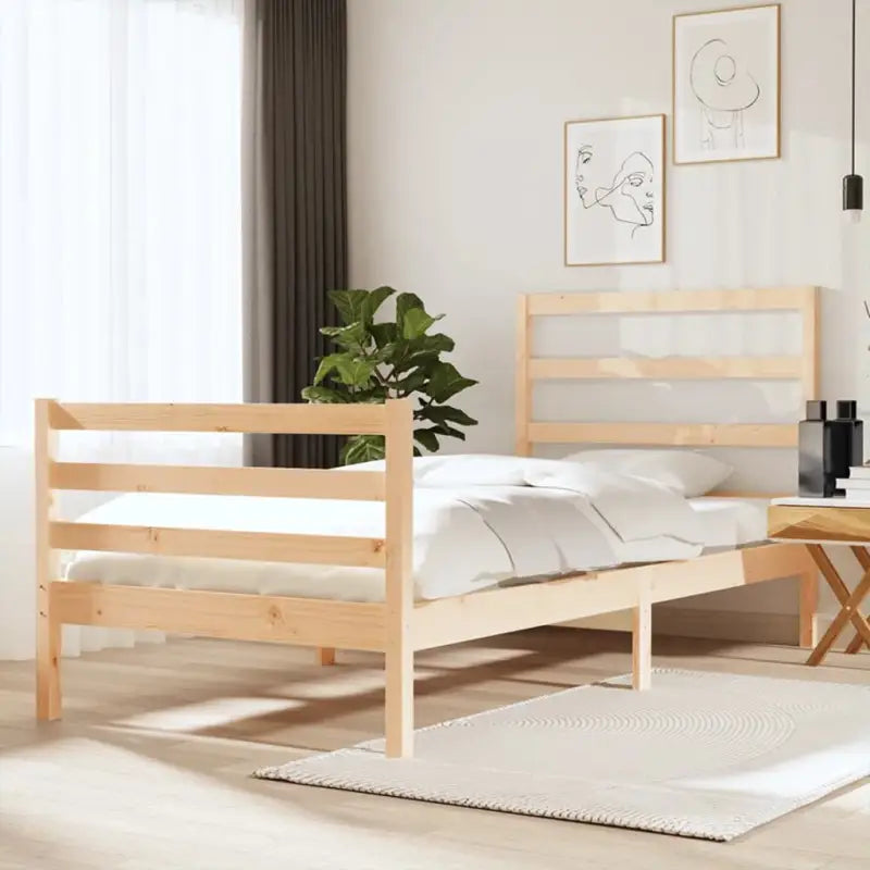 Houten bedframe van massief grenenhout met tijdloos ontwerp - Naturel / 90 x 190 cm - Bedden & bedframes