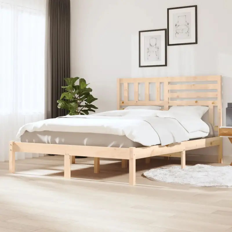 Houten bedframe van massief grenenhout voor een comfortabele nachtrust - Naturel / 160 x 200 cm - Bedden & bedframes