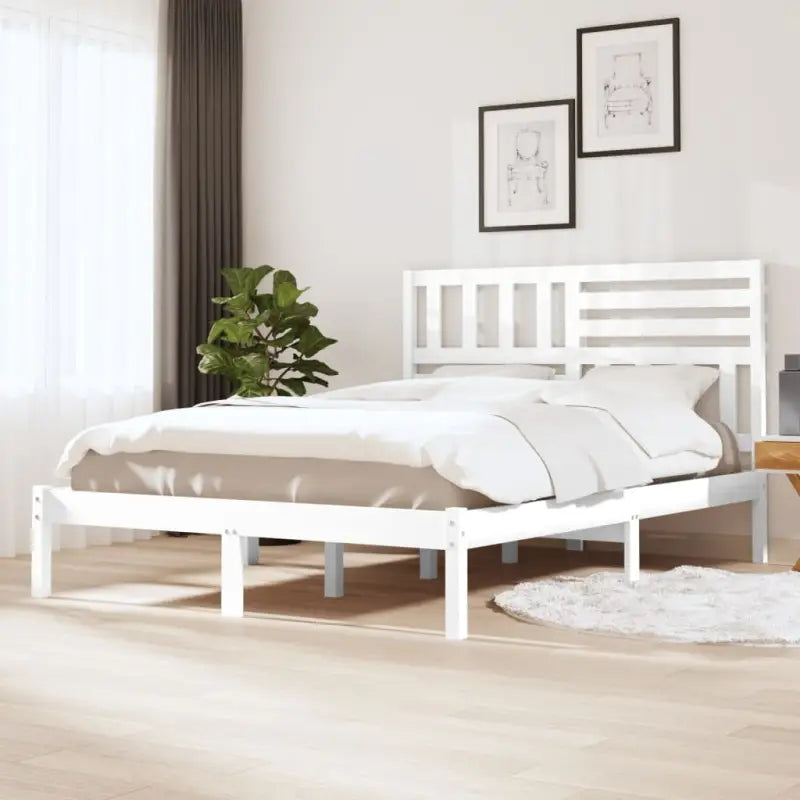 Houten bedframe van massief grenenhout voor een comfortabele nachtrust - Wit / 140 x 190 cm - Bedden & bedframes