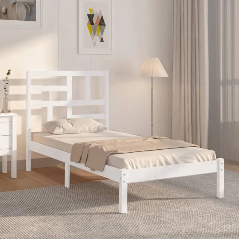 Houten bedframe van massief grenenhout voor een moderne slaapkamer - Wit / 90 x 190 cm - Bedden & bedframes