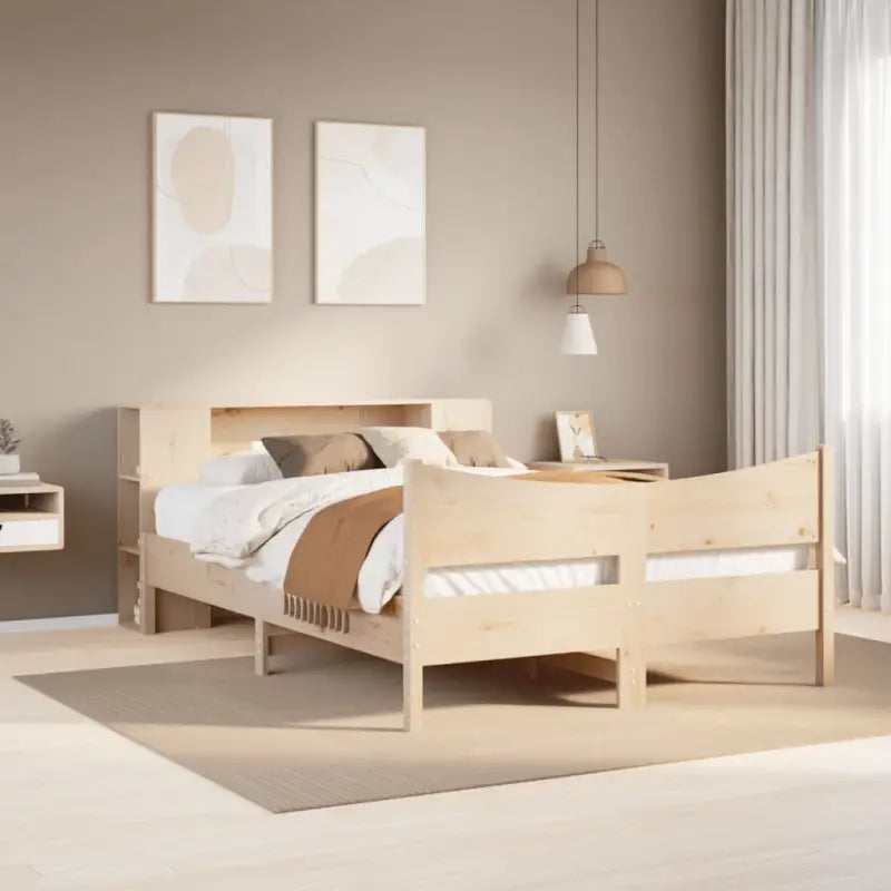 Houten bedframe van massief grenenhout voor een moderne slaapkamer - Naturel / 120 x 200 cm - Bedden & bedframes