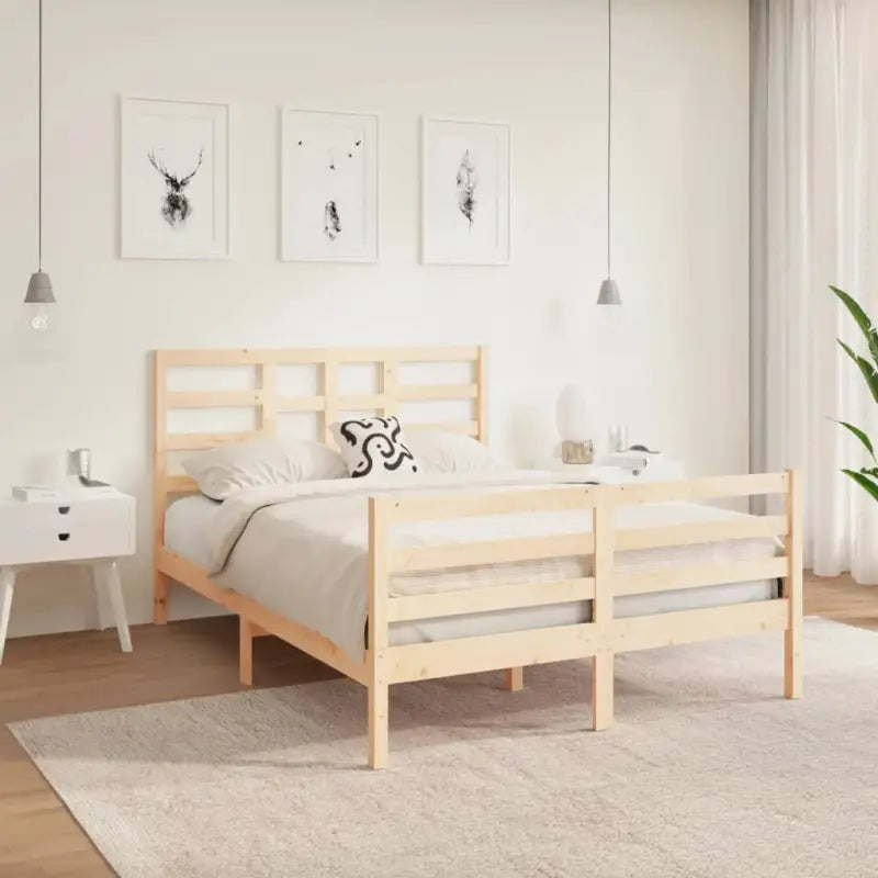 Houten bedframe van massief grenenhout voor een moderne slaapkamer - Naturel / 120 x 190 cm - Bedden & bedframes