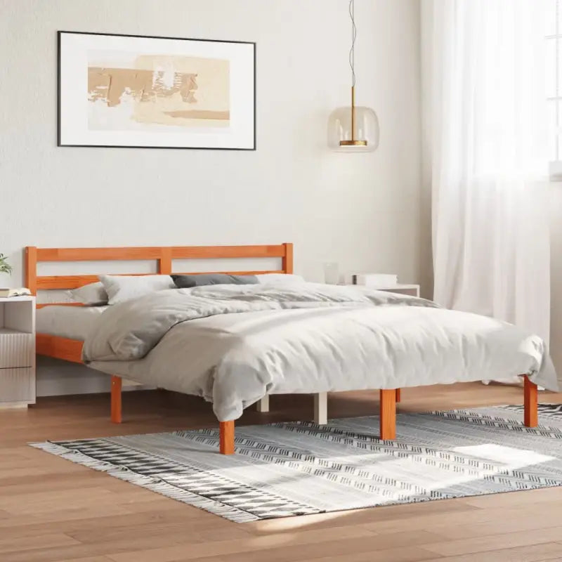 Houten bedframe van massief grenenhout voor een moderne slaapkamer - Wasbruin / 120 x 190 cm - Bedden & bedframes