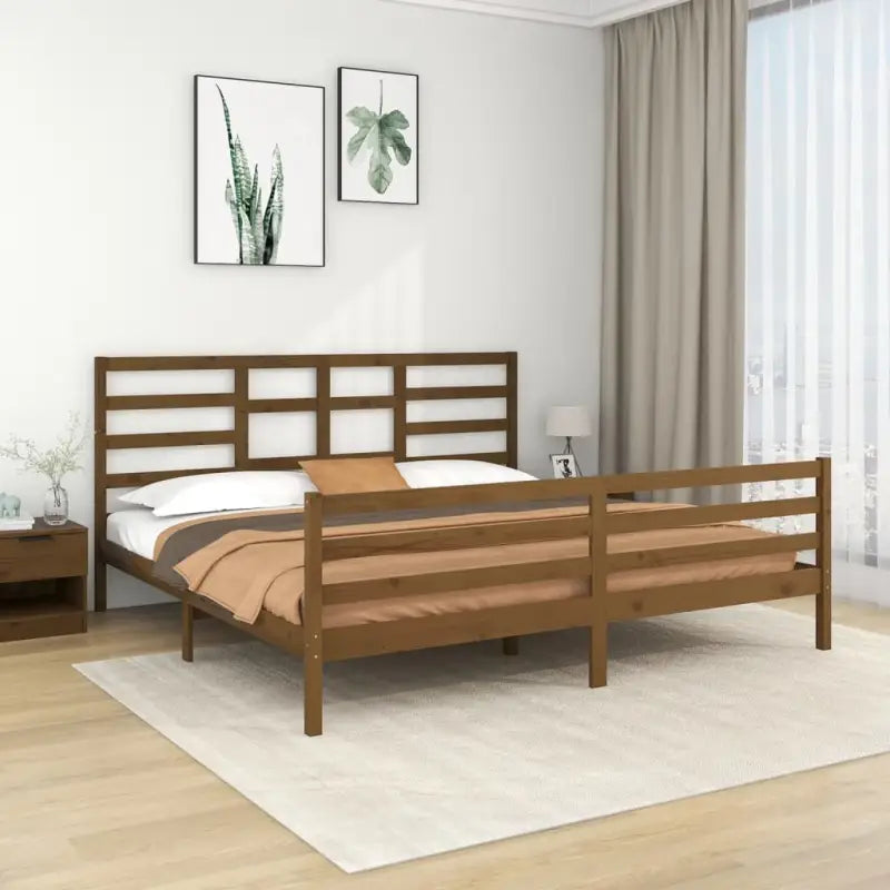Houten bedframe van massief grenenhout voor een moderne slaapkamer - Honingbruin / 200 x 200 cm - Bedden & bedframes