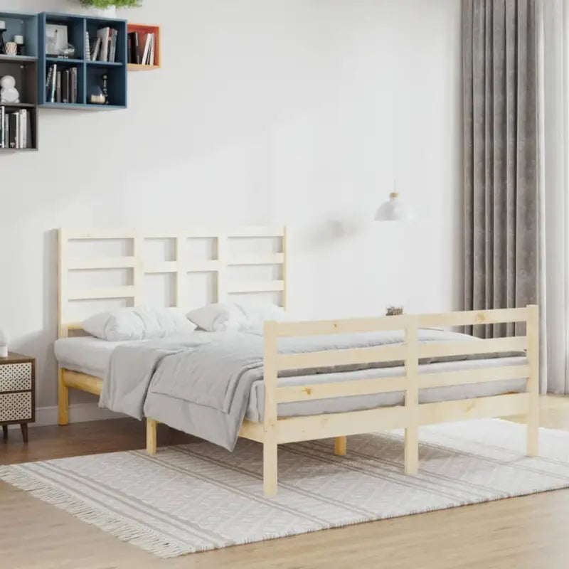 Houten bedframe van massief grenenhout voor een moderne slaapkamer - Naturel / 120 x 200 cm - Bedden & bedframes