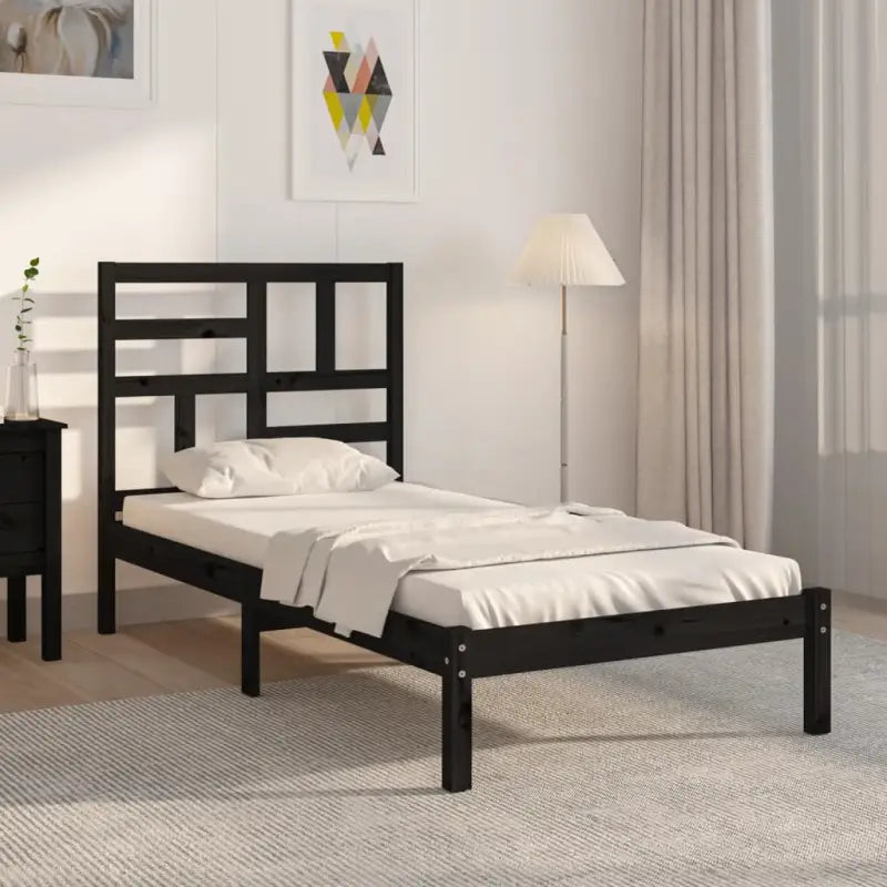 Houten bedframe van massief grenenhout voor een moderne slaapkamer - Zwart / 75 x 190 cm - Bedden & bedframes