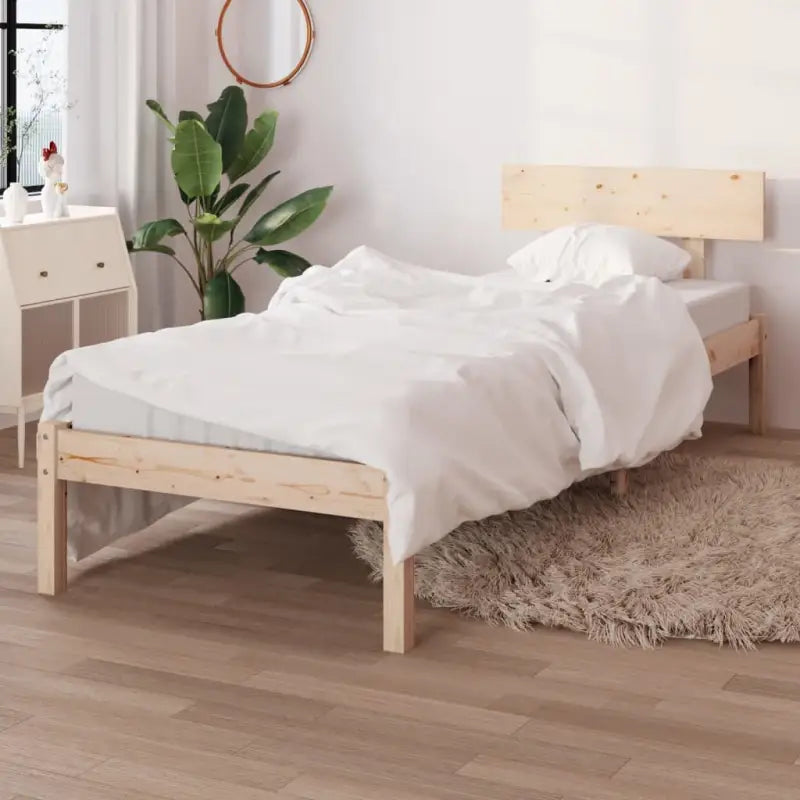 Houten bedframe van massief grenenhout voor een moderne slaapkamer - Naturel / 90 x 190 cm - Bedden & bedframes