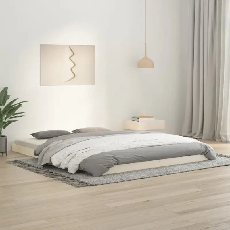 Houten bedframe van massief grenenhout voor een moderne slaapkamer - Wit / 150 x 200 cm - Bedden & bedframes