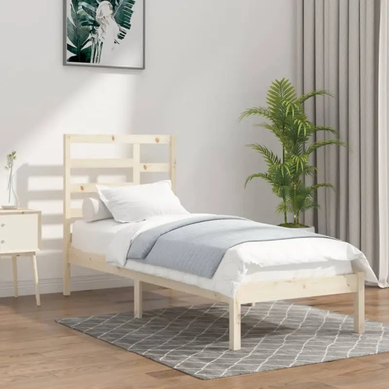 Houten bedframe van massief grenenhout voor een moderne slaapkamer - Naturel / 90 x 190 cm - Bedden & bedframes