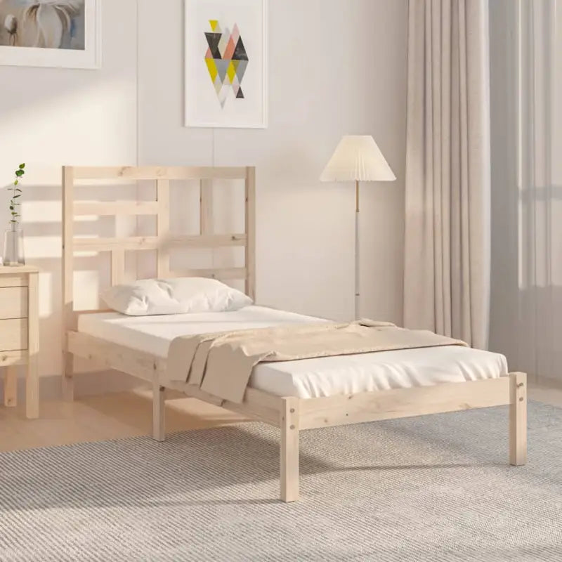 Houten bedframe van massief grenenhout voor een moderne slaapkamer - Naturel / 100 x 200 cm - Bedden & bedframes