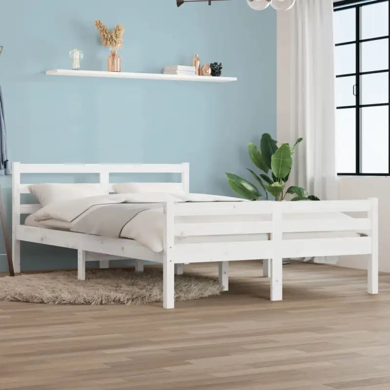 Houten bedframe van massief grenenhout voor een moderne slaapkamer - Wit / 150 x 200 cm - Bedden & bedframes