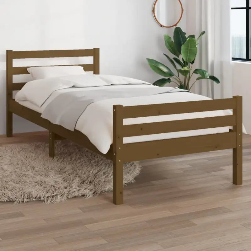 Houten bedframe van massief grenenhout voor een moderne slaapkamer - Honingbruin / 100 x 200 cm - Bedden & bedframes