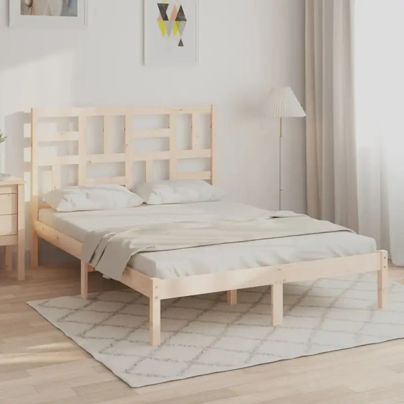 Houten bedframe van massief grenenhout voor een moderne slaapkamer - Naturel / 135 x 190 cm - Bedden & bedframes