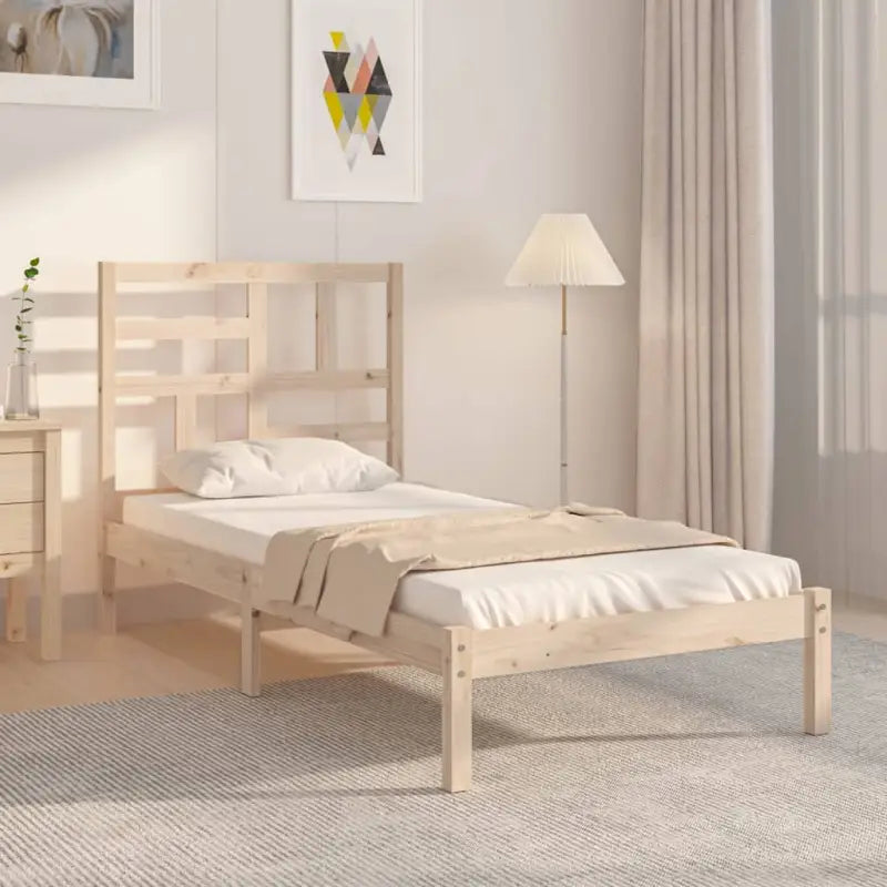Houten bedframe van massief grenenhout voor een moderne slaapkamer - Naturel / 75 x 190 cm - Bedden & bedframes