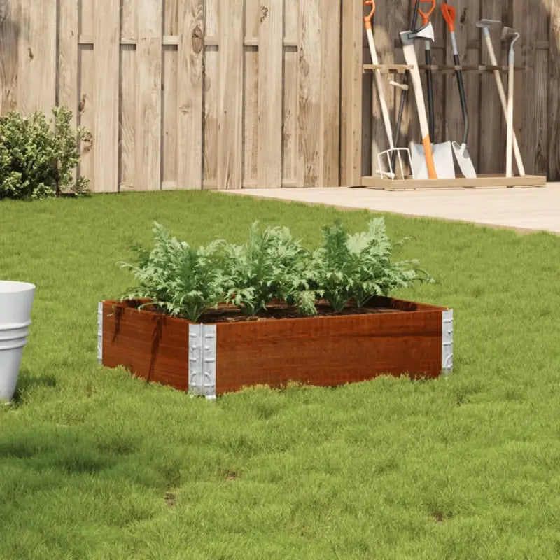 Houten bloempot van massief grenenhout met open bodem en gegalvaniseerde scharnieren - Donkerbruin / 80 x 60 x 21.5 cm