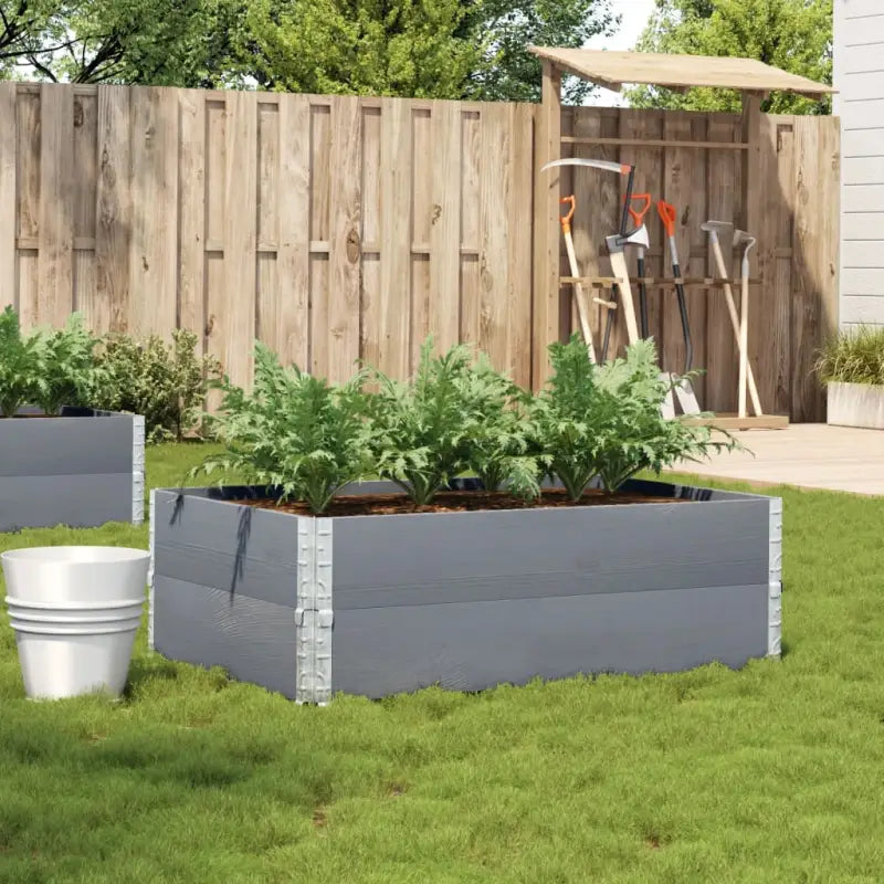 Houten bloempot van massief grenenhout met open bodem en gegalvaniseerde scharnieren - Grijs / 120 x 80 x 41 cm / 1