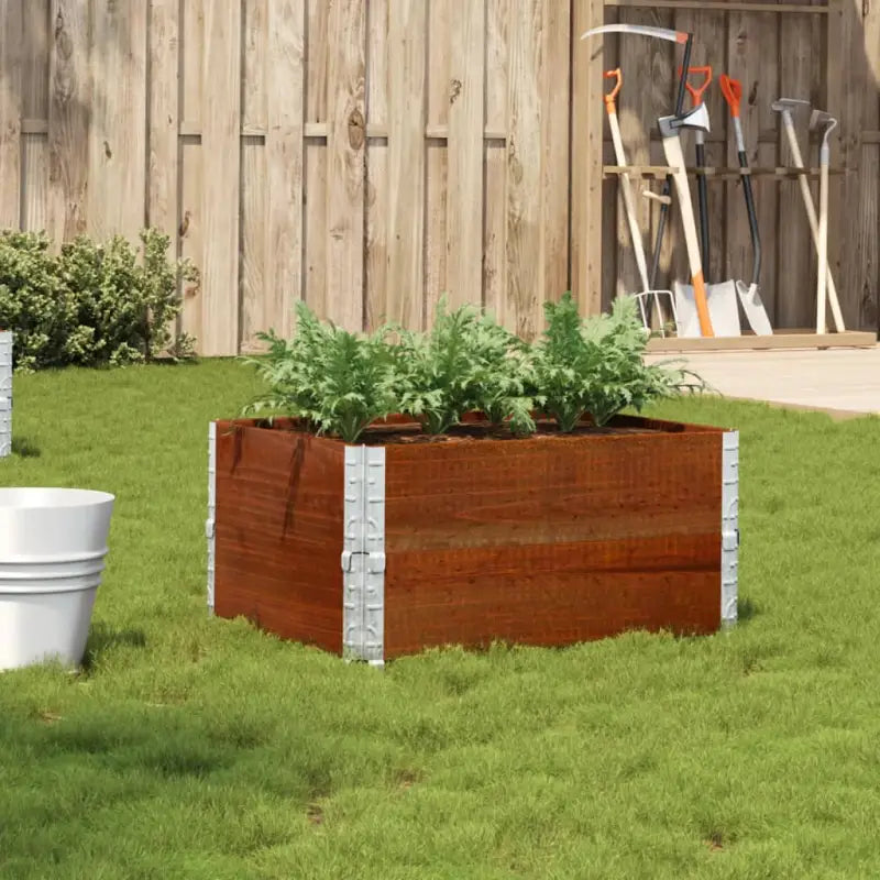 Houten bloempot van massief grenenhout met open bodem en gegalvaniseerde scharnieren - Donkerbruin / 80 x 60 x 41 cm