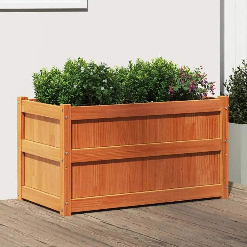 Houten bloempotten en plantenbakken van massief grenenhout - Bruin / 1 - Bloempotten & plantenbakken