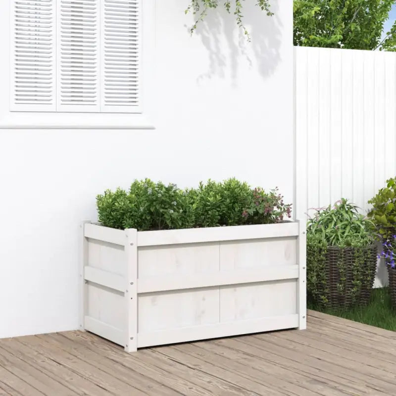 Houten bloempotten en plantenbakken van massief grenenhout - Wit / 1 - Bloempotten & plantenbakken