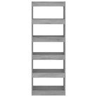 Houten boekenkast met bewerkt hout en kamerscherm gebruikt stijl - Betongrijs / 1 - Boekenkasten