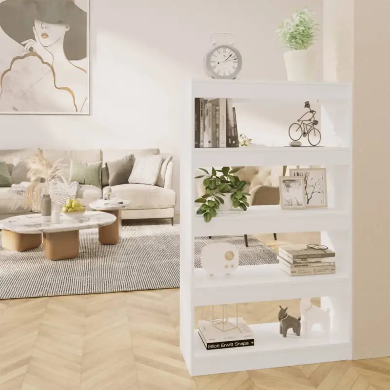 Houten boekenkast van gerookt eiken met strak klassiek ontwerp - Wit / 1 - Boekenkasten