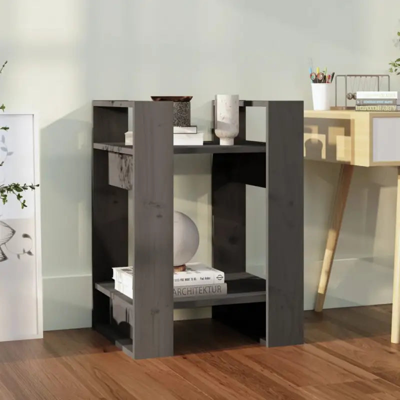 Houten boekenkast van massief grenenhout met klassiek ontwerp - Grijs / 1 - Boekenkasten