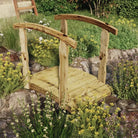 Houten brug van massief grenenhout voor de tuin - 110 x 74 x 105 cm / Met leuning - Tuinbruggen