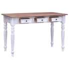Houten bureau met massief mahoniehout en drie lades - wit en lichthoutkleurig - Bureaus