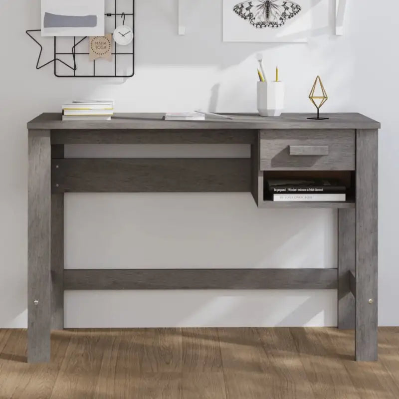 Houten bureau van massief grenenhout voor een stijlvolle interieur aanvulling - Lichtgrijs - Bureaus