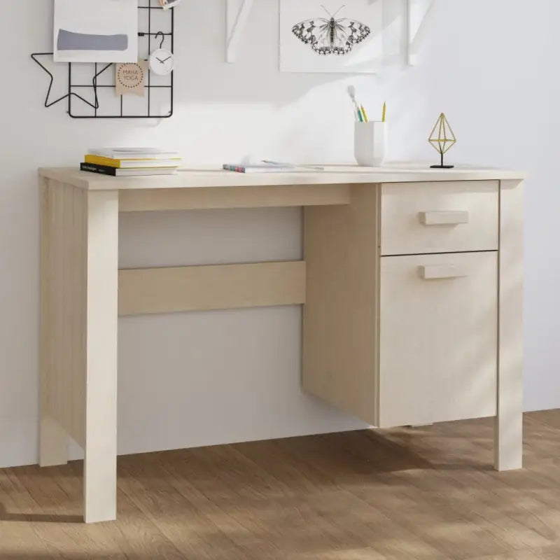 Houten bureau van massief grenenhout voor modern interieur - Honingbruin - Bureaus