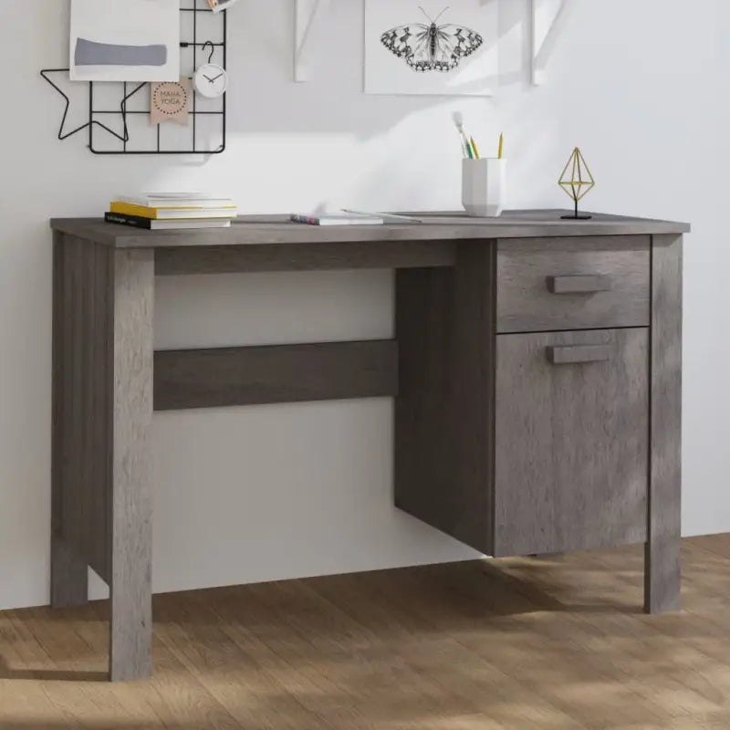 Houten bureau van massief grenenhout voor modern interieur - Lichtgrijs - Bureaus