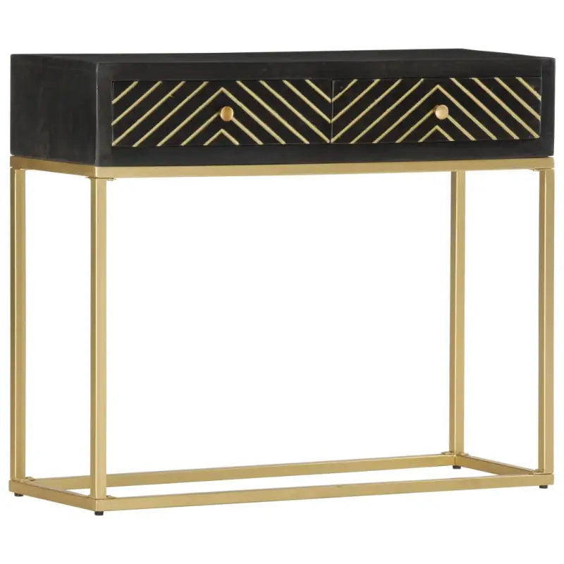 Houten dressoir met massief mangohout en zwarte goudkleurige afwerking - Dressoirs & buffetkasten