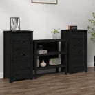 Houten Dressoir van massief grenenhout voor een opgeruimde woonkamer - Zwart / 2 / Kast met 3 lades - Dressoirs &