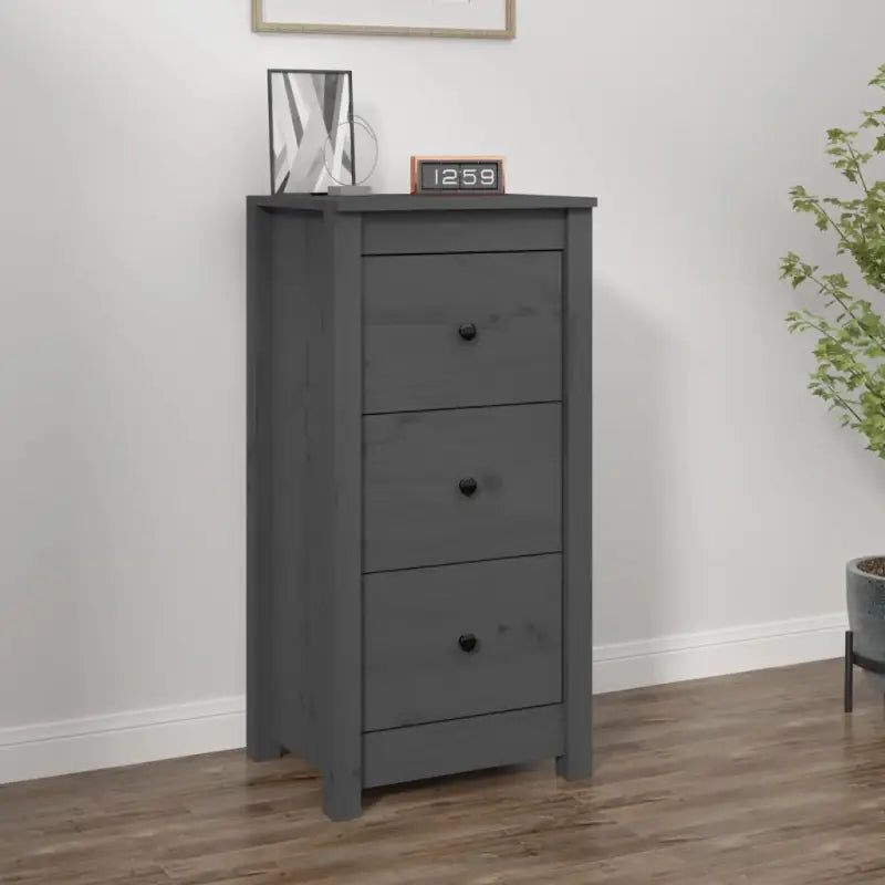 Houten Dressoir van massief grenenhout voor een opgeruimde woonkamer - Grijs / 1 / Kast met 3 lades - Dressoirs &