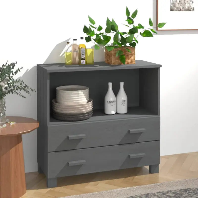 Houten Dressoir van massief Grenenhout voor een stijlvolle inrichting - Donkergrijs / 1 - Dressoirs & buffetkasten