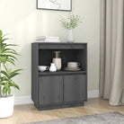 Houten dressoir van massief grenenhout voor praktische opbergruimte - Grijs / 1 - Dressoirs & buffetkasten