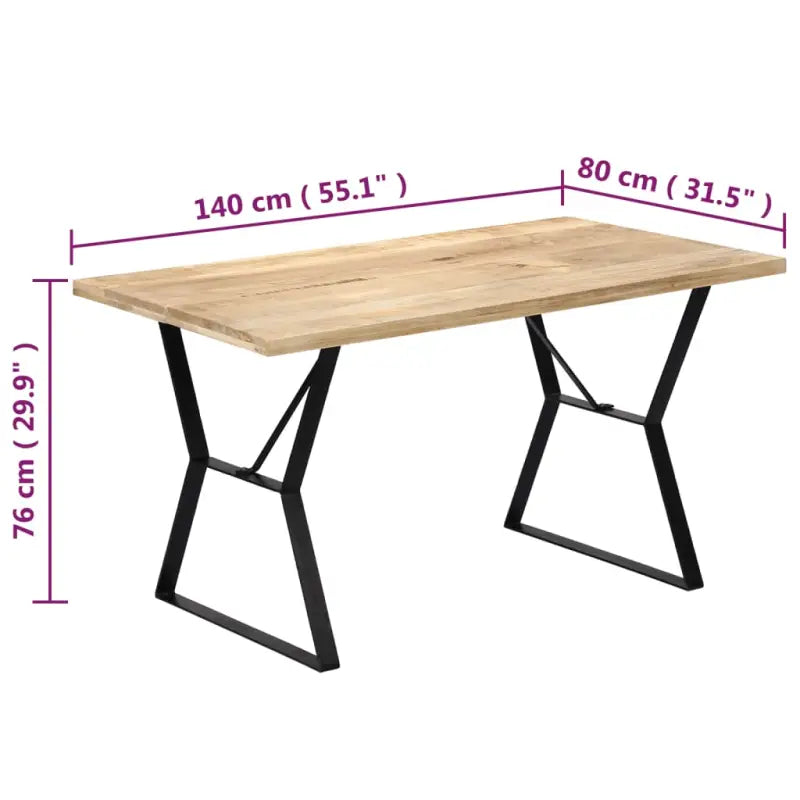 Houten eettafel met industriële stijl van massief mangohout - Eettafels