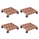 Houten en kunststof plantentrolleys voor binnen en buiten - Bruin / 4 / Vierkant - Plantenstandaarden