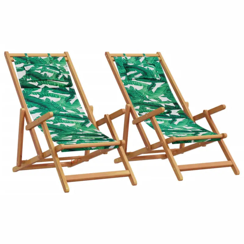 Houten frame tuinstoel voor tuin strand en camping - Bladpatroon / 2 / Met armleuning - Tuinstoelen