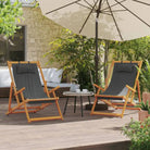Houten frame tuinstoel voor tuin strand en camping - Grijs / 2 / Met armleuning - Tuinstoelen