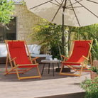 Houten frame tuinstoel voor tuin strand en camping - Rood / 2 / Met armleuning - Tuinstoelen